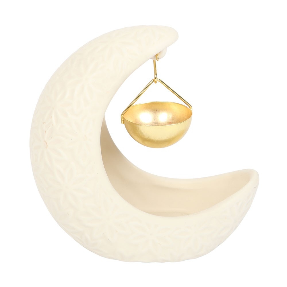 Something Different - Crescent Moon Hanging Oil burner - White